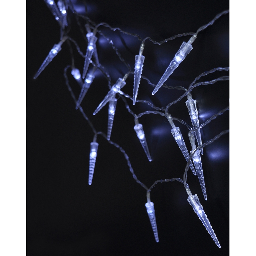 Brilagi - LED Valoketju ulkokäyttöön 50xLED/8 toimintoa/3xAA 8m IP44 kylmä valkoinen