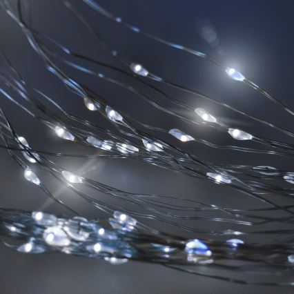 Brilagi - LED Valoverho 300xLED/8 functions/3xAA/USB 1,2m kylmä valkoinen