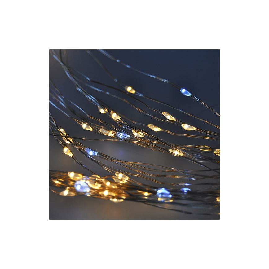 Brilagi - LED-valoverho 300xLED/8 toimintoa/3xAA/USB 1,2 m lämmin valkoinen