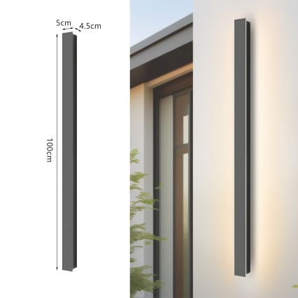 Brilagi - LINEAR LED ulkoseinävalaisin 22W/230V 4000K IP65 100 cm antrasiitti CRI 90