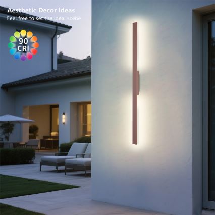 Brilagi - LED ulkoseinävalaisin LUNA LED/24W/230V 3000K IP65 100 cm ruskea CRI 90