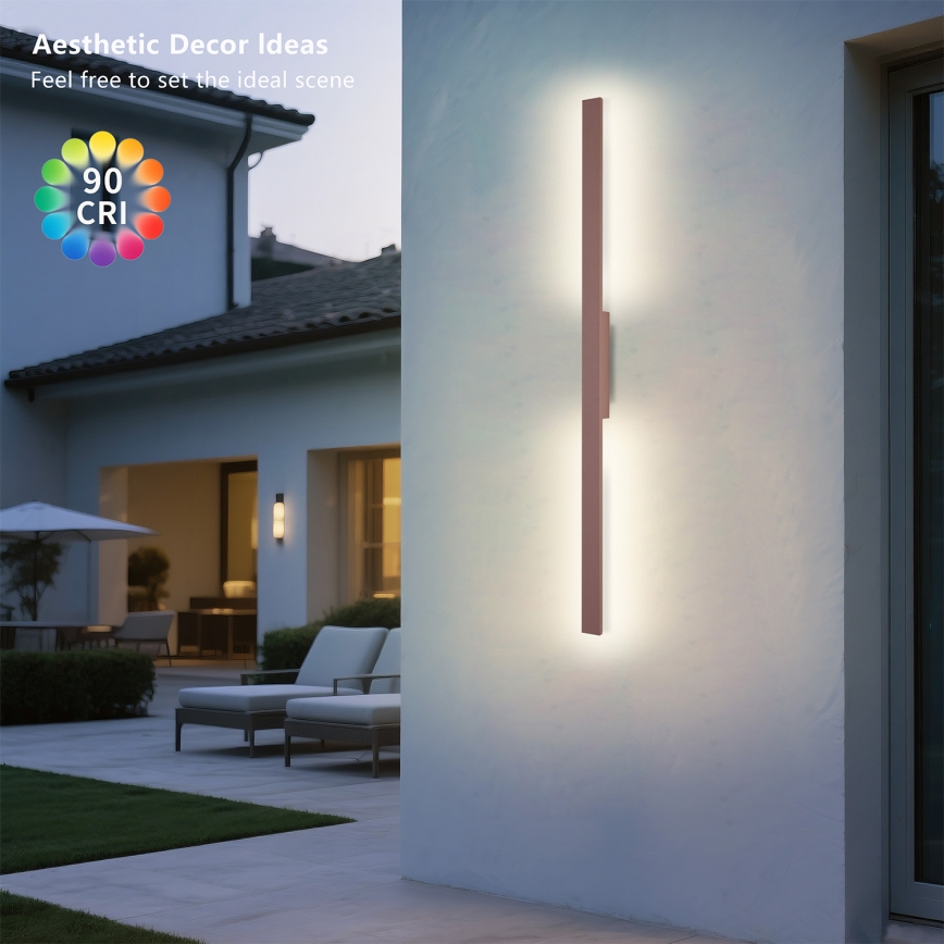 Brilagi - LED ulkoseinävalaisin LUNA LED/24W/230V 3000K IP65 100 cm ruskea CRI 90