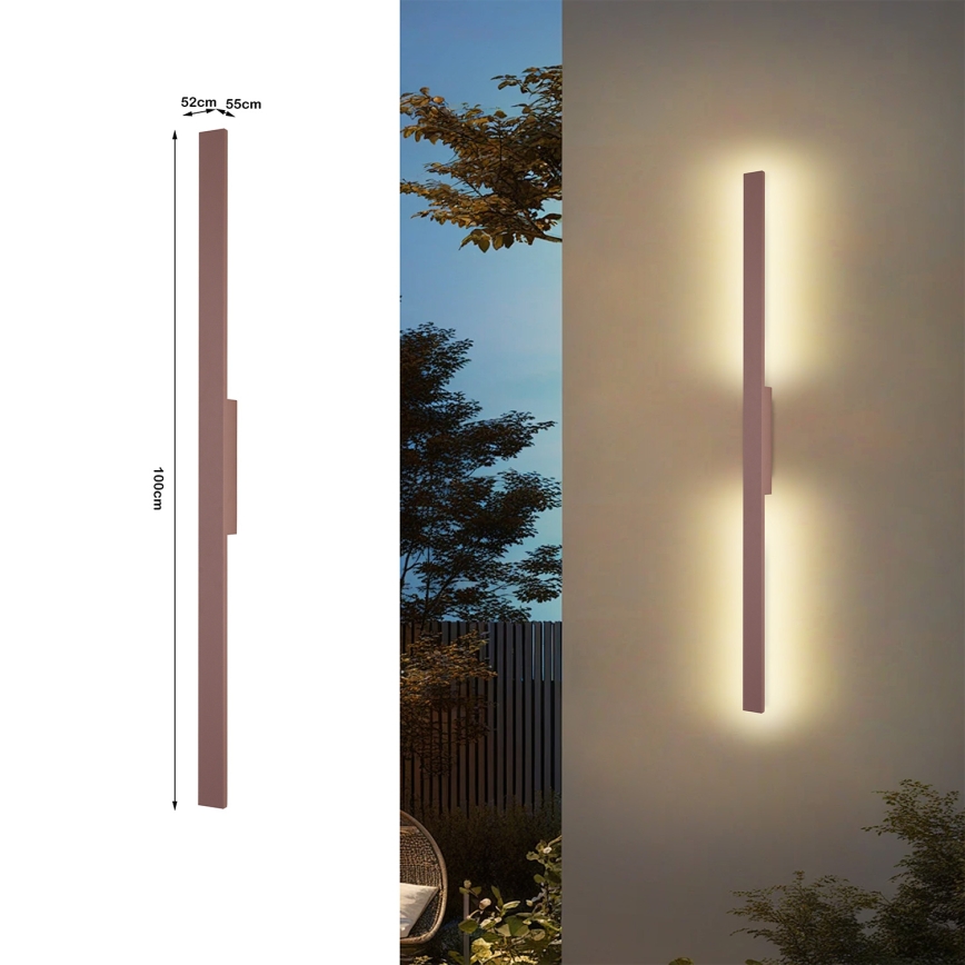 Brilagi - LED ulkoseinävalaisin LUNA LED/24W/230V 3000K IP65 100 cm ruskea CRI 90