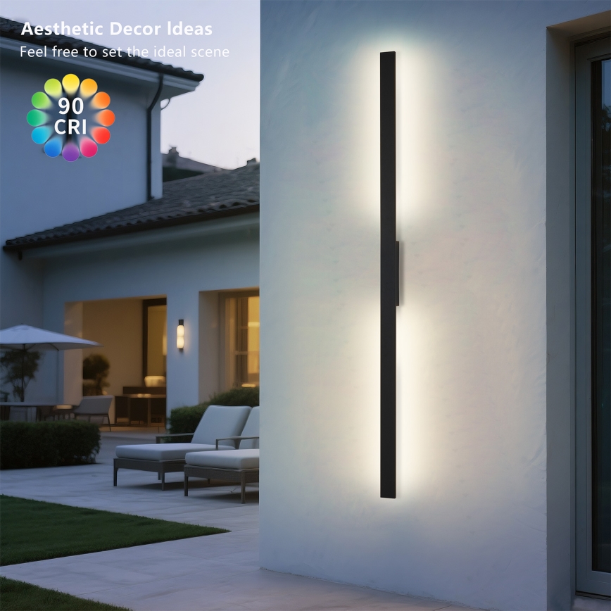 Brilagi - LED-ulkoseinävalaisin LUNA LED/30W/230V 3000K IP65 150 cm musta CRI 90
