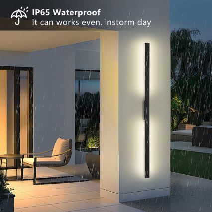 Brilagi - LED-ulkoseinävalaisin LUNA LED/30W/230V 3000K IP65 150 cm musta CRI 90