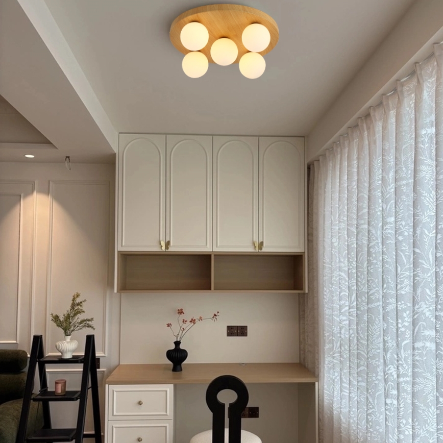 Brilagi - LUND WOOD kattovalaisin 5xG9/9W/230V, Ø 40 cm, kumipuu