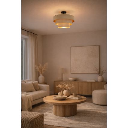 Brilagi - LUNETA pintakiinnitteinen kattovalaisin 1xE27/60W/230V halkaisija 40 cm beige/kulta