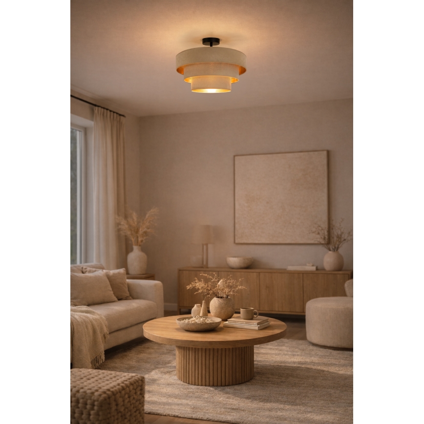 Brilagi - LUNETA pintakiinnitteinen kattovalaisin 1xE27/60W/230V halkaisija 40 cm beige/kulta
