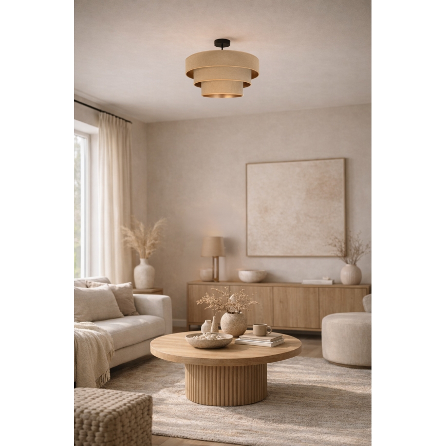 Brilagi - LUNETA pintakiinnitteinen kattovalaisin 1xE27/60W/230V halkaisija 40 cm beige/kulta