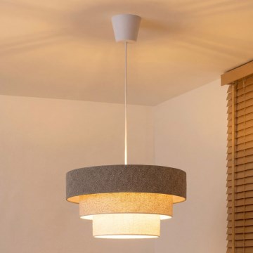 Brilagi - LUNETA riippuvalaisin johdolla 1xE27/60W/230V halkaisija 40 cm harmaa/kerma/valkoinen