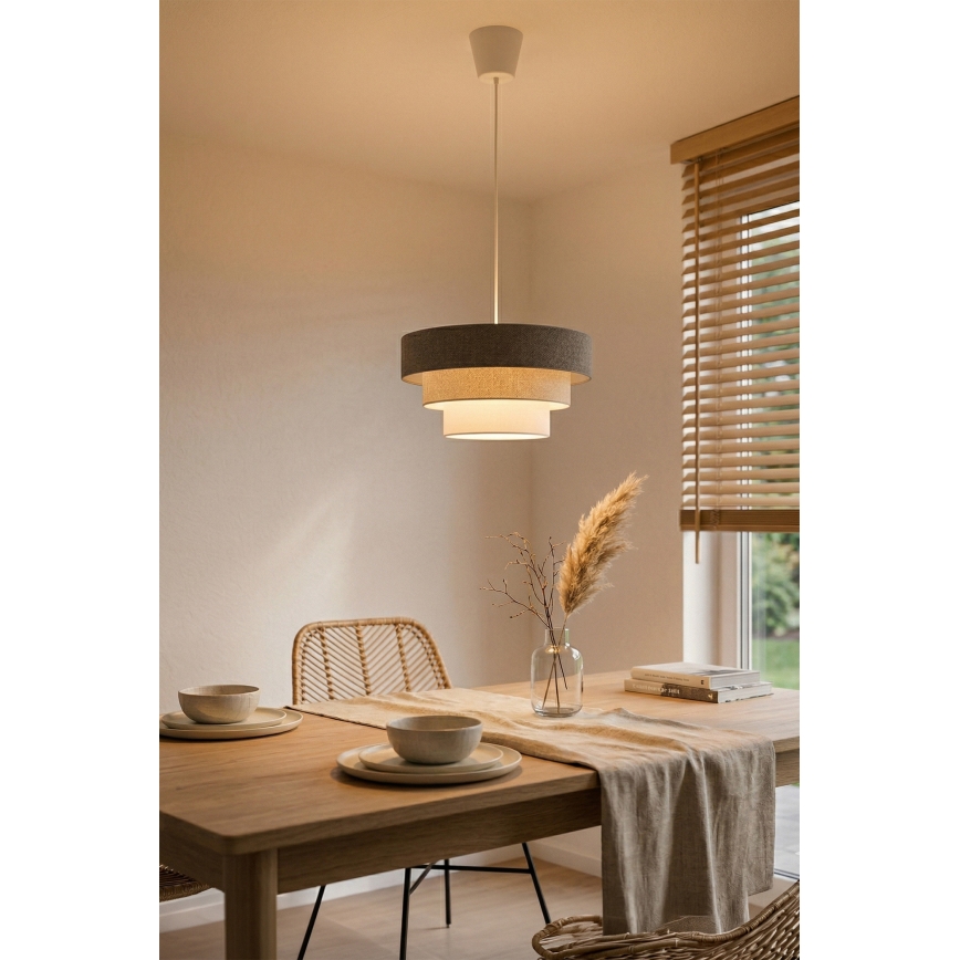 Brilagi - LUNETA riippuvalaisin johdolla 1xE27/60W/230V halkaisija 40 cm harmaa/kerma/valkoinen