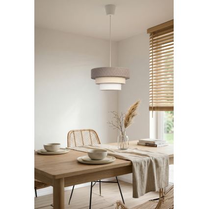 Brilagi - LUNETA riippuvalaisin johdolla 1xE27/60W/230V halkaisija 40 cm harmaa/kerma/valkoinen