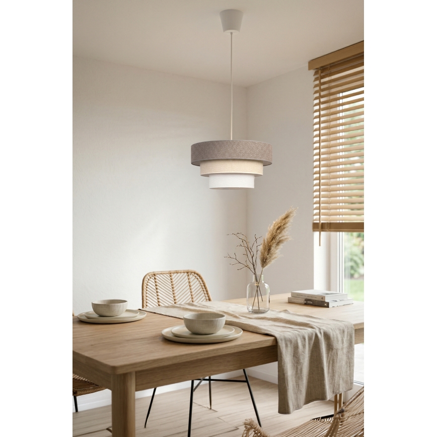 Brilagi - LUNETA riippuvalaisin johdolla 1xE27/60W/230V halkaisija 40 cm harmaa/kerma/valkoinen