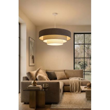 Brilagi - LUNETA-riippuvalaisin köydellä, 3x E27 (max. 60 W/lamppu), 230 V, Ø 80 cm, harmaa/kerma/valkoinen