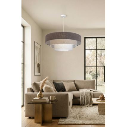 Brilagi - LUNETA-riippuvalaisin köydellä, 3x E27 (max. 60 W/lamppu), 230 V, Ø 80 cm, harmaa/kerma/valkoinen
