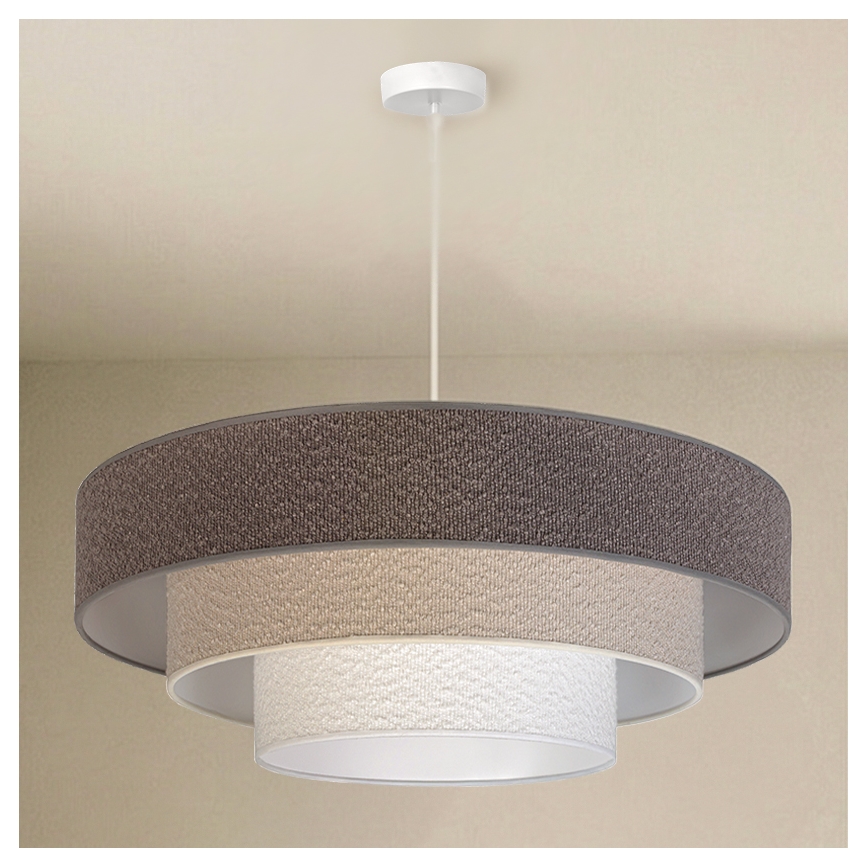 Brilagi - LUNETA-riippuvalaisin köydellä, 3x E27 (max. 60 W/lamppu), 230 V, Ø 80 cm, harmaa/kerma/valkoinen