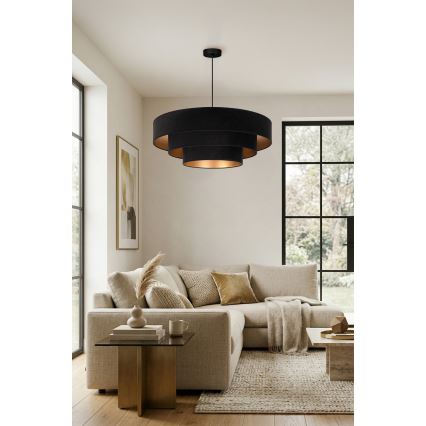 Brilagi - LUNETA riippuvalaisin vaijerilla 3xE27/60W/230V halkaisija 80 cm musta/kulta