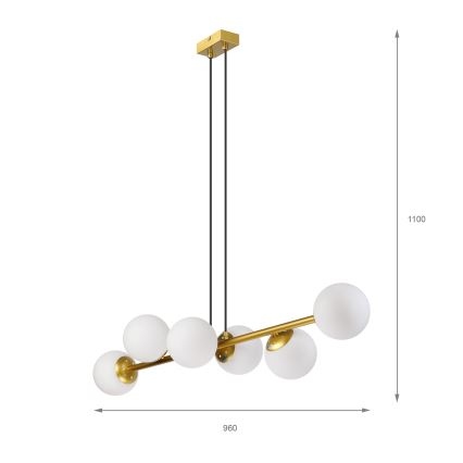 Brilagi - MALONY riippuvalaisin vaijerilla 6xE14/20W/230V kultainen