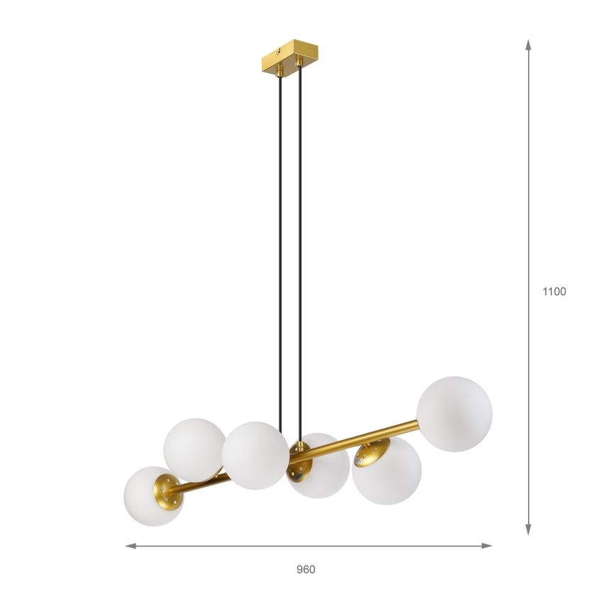 Brilagi - MALONY riippuvalaisin vaijerilla 6xE14/20W/230V kultainen