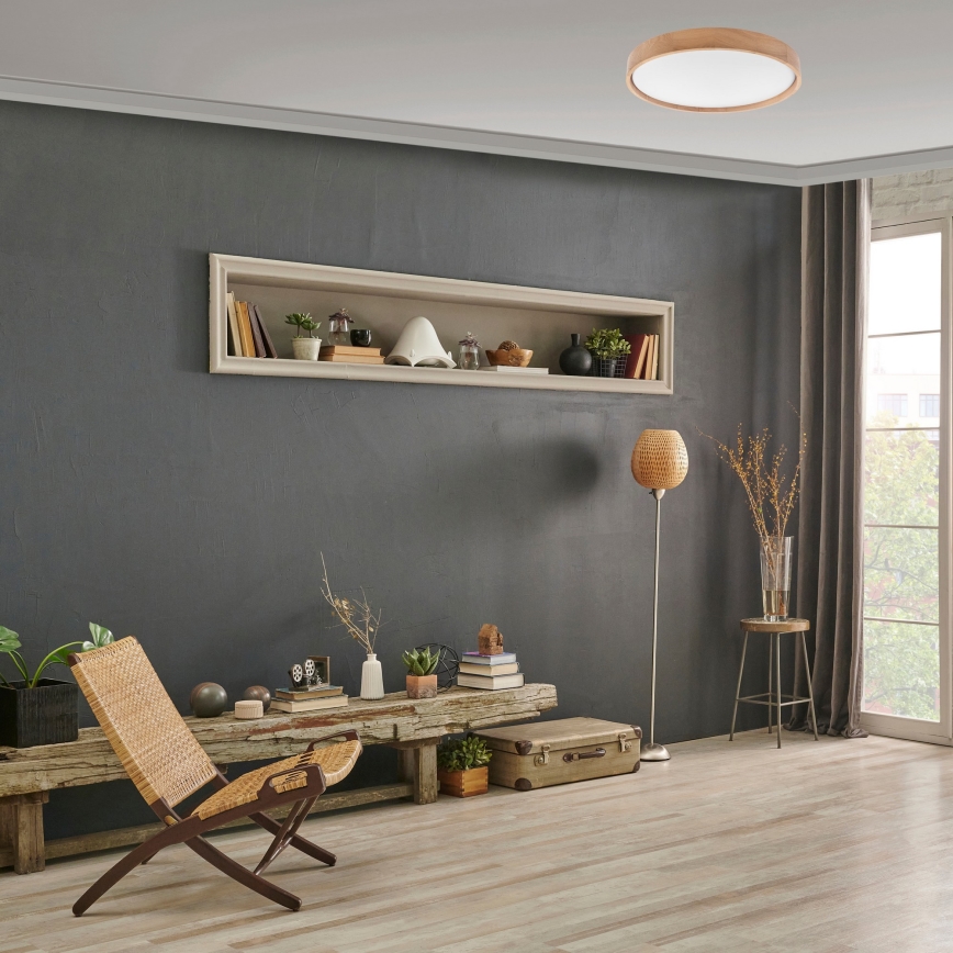 Brilagi - LED himmennettävä kattovalaisin MANAROLA SMART LED/36W/230V 2700-6500K tammi Ø 51 cm Wi-Fi + Tuya kaukosäädin