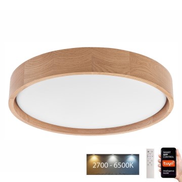 Brilagi - MANAROLA SMART LED himmennettävä kattovalaisin LED/24W/230V 2700-6500K tammi Ø 41 cm Wi-Fi + Tuya kaukosäädin