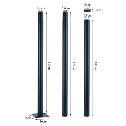 Brilagi - Metallivarsi ulkovalaisinpylvääseen URBAN 3 m pylväs pr. 58 mm antrasiitti