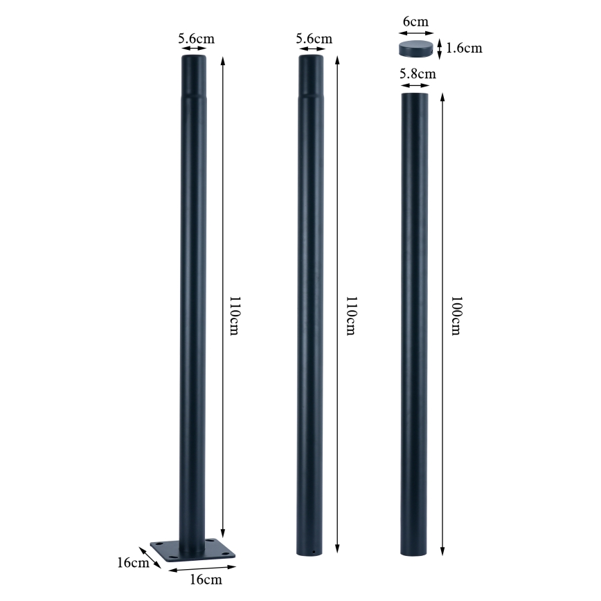 Brilagi - Metallivarsi ulkovalaisinpylvääseen URBAN 3 m pylväs pr. 58 mm antrasiitti