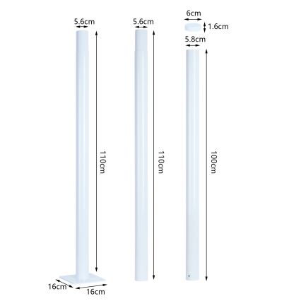 Brilagi - Metallipylväs ulkovalaisinpylväälle URBAN 3 m pylvään halkaisija 58 mm valkoinen