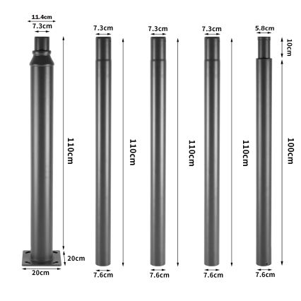 Brilagi - Metallitanko URBAN-ulkovalaisinpylvääseen, 5 m, Ø 58 mm, antrasiitti