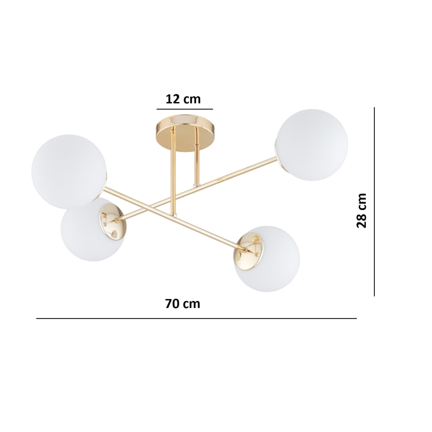 Brilagi - MILO pintakiinnitteinen kattokruunu 4xE27/60W/230V, kultainen