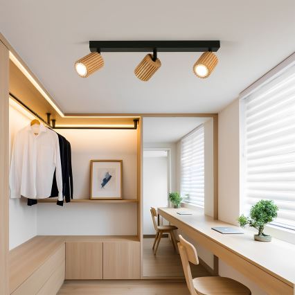 Brilagi - MODERN WOOD kohdevalaisin 3xGU10/8W/230V puu/musta