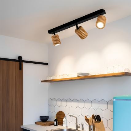 Brilagi - MODERN WOOD kohdevalaisin 3xGU10/8W/230V puu/musta