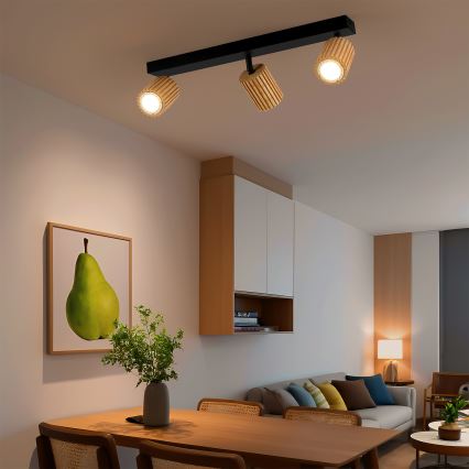 Brilagi - MODERN WOOD kohdevalaisin 3xGU10/8W/230V puu/musta