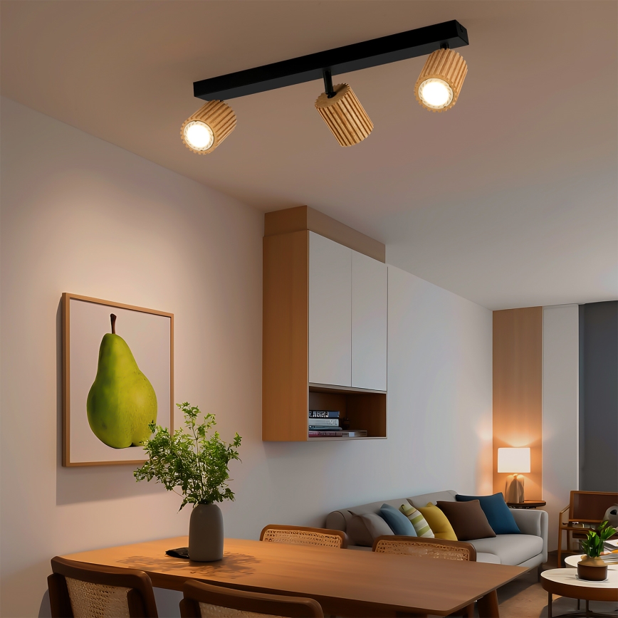 Brilagi - MODERN WOOD kohdevalaisin 3xGU10/8W/230V puu/musta