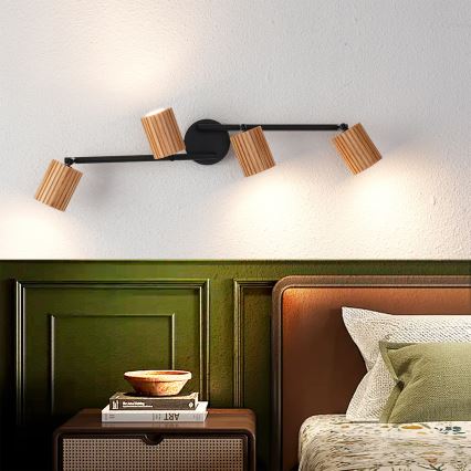 Brilagi - MODERN WOOD kohdevalaisin 4xGU10/8W/230V kumipuu/musta