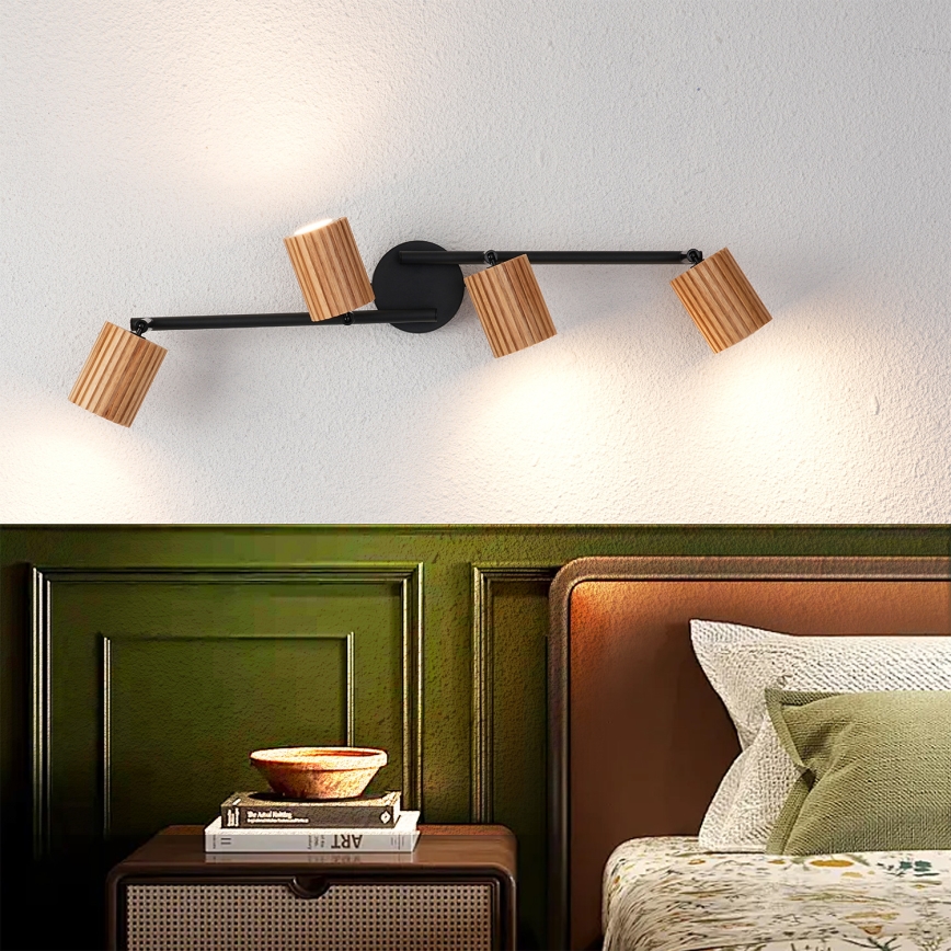 Brilagi - MODERN WOOD kohdevalaisin 4xGU10/8W/230V kumipuu/musta