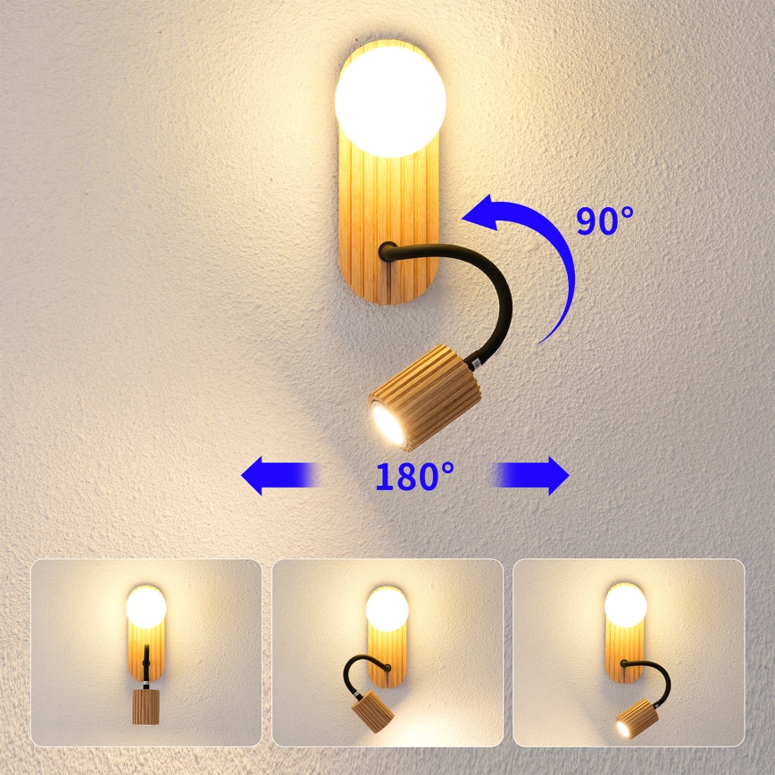 Brilagi - MODERN WOOD puinen seinävalaisin 1xG9/5W/230V + 1xGU10/8W