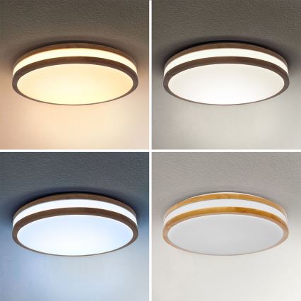 Brilagi - LED himmennettävä kattovalaisin MOLINA LED/48W/230V 3000-6500K tammi Ø 38 cm + kaukosäädin