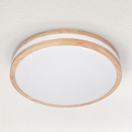 Brilagi - LED himmennettävä kattovalaisin MOLINA LED/48W/230V 3000-6500K tammi Ø 38 cm + kaukosäädin