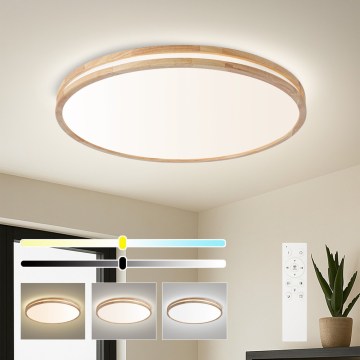 BRILAGI - MOLINA LED himmennettävä kattovalaisin LED/100W/230V 3000-6000K tammi Ø 80 cm + kaukosäädin
