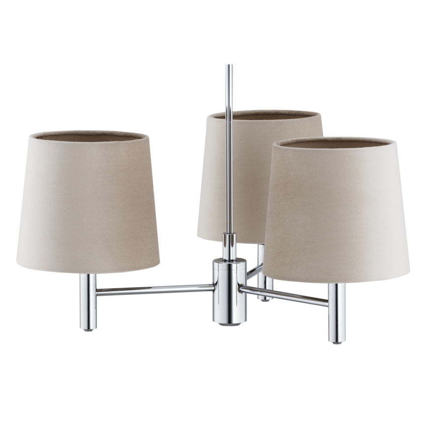 BRILAGI - MONTE-varrellinen kattokruunu 3xE27/60W/230V beige/kiiltävä kromi