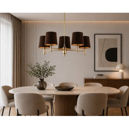 Brilagi - MONTE-varrellinen kattokruunu 5xE27/15W/230V ruskea/kultainen
