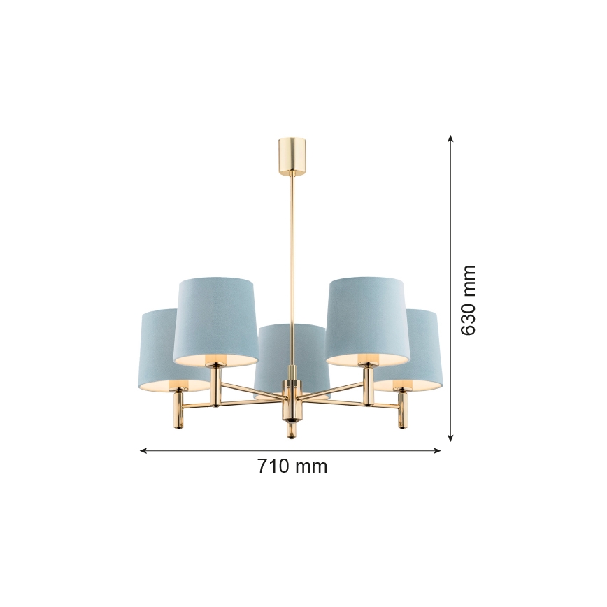 Brilagi - MONTE varrellinen kattokruunu 5xE27/15W/230V sininen/kultainen