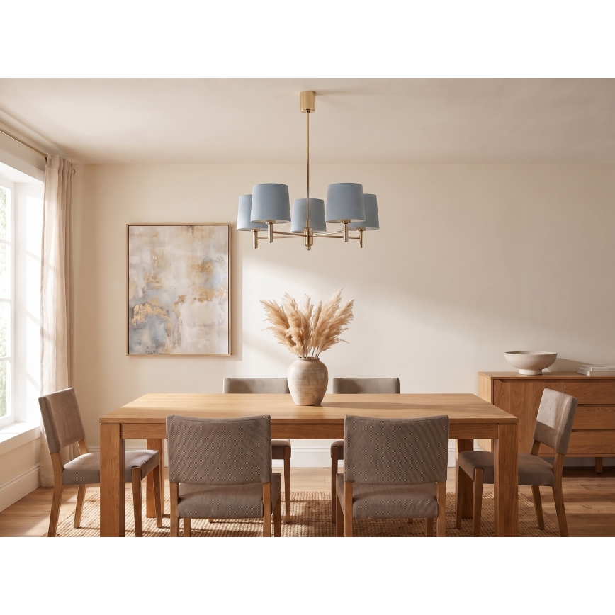 BRILAGI - MONTE varrellinen kattokruunu 5xE27/60W/230V sininen/kultainen