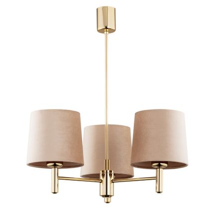 Brilagi - MONTE varrellinen riippuvalaisin 3xE27/15W/230V beige/kultainen