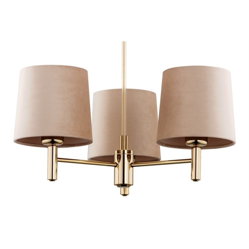Brilagi - MONTE varrellinen riippuvalaisin 3xE27/15W/230V beige/kultainen