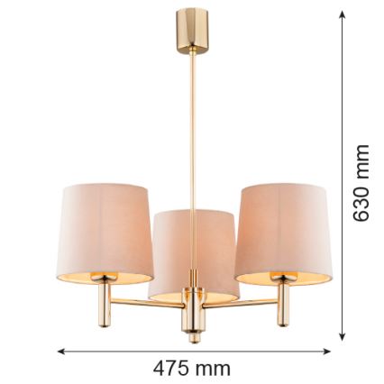 Brilagi - MONTE varrellinen riippuvalaisin 3xE27/15W/230V beige/kultainen