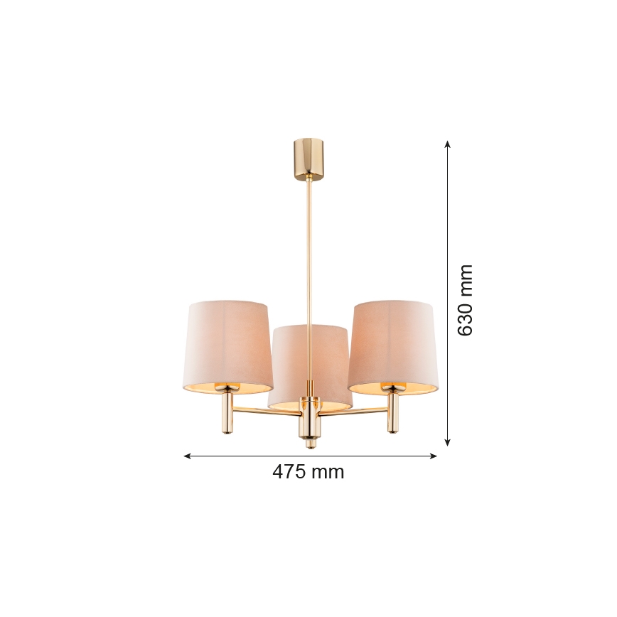 Brilagi - MONTE varrellinen riippuvalaisin 3xE27/15W/230V beige/kultainen
