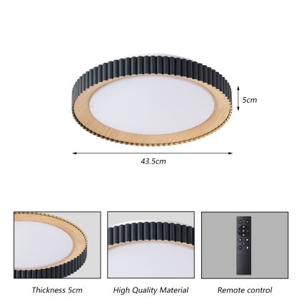 Brilagi - NEXO LED-himmennettävä kattovalaisin LED/48W/230V 3000-6000K musta halkaisija 43 cm + kaukosäädin