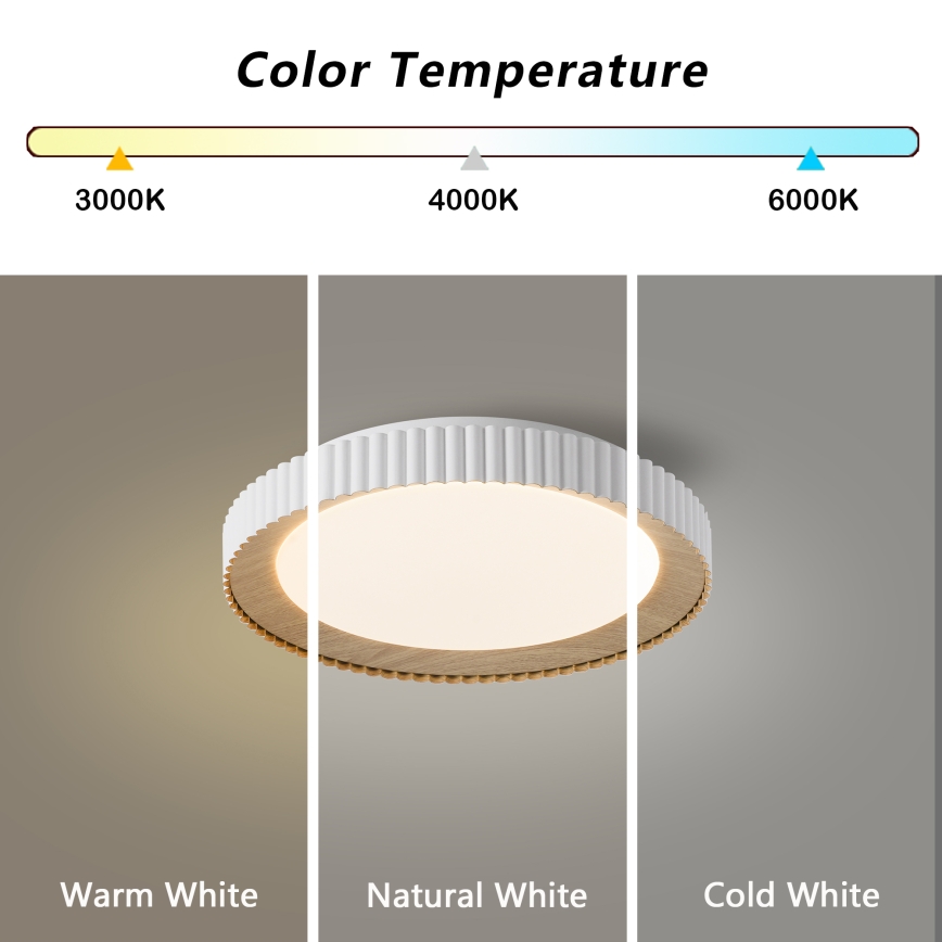 Brilagi - LED-himmennettävä kattovalaisin NEXO, 48 W, 230 V, 3000–6000 K, valkoinen, halkaisija 43 cm + kaukosäädin